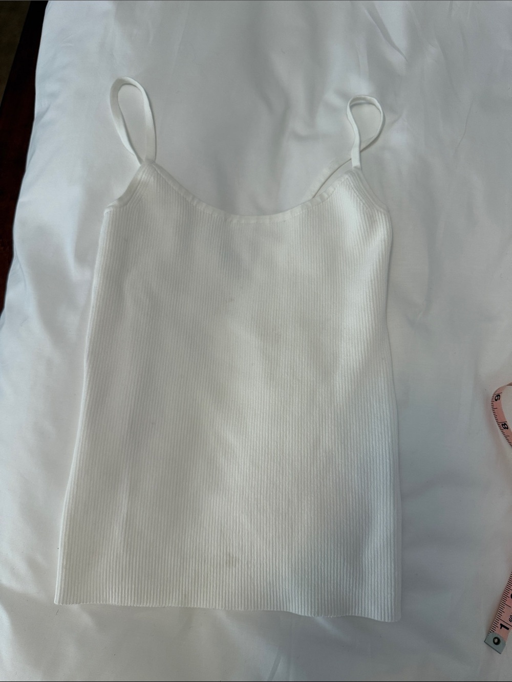 INTERMIX White Ribbed Spaghetti Strap Cami